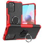 For Xiaomi Redmi Note 10 Armor Bear Shockproof PC + TPU Protective Case with Ring Holder(Red)