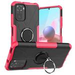 For Xiaomi Redmi Note 10 Armor Bear Shockproof PC + TPU Protective Case with Ring Holder(Rose Red)