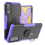 For vivo Y20 Armor Bear Shockproof PC + TPU Protective Case with Ring Holder(Purple)