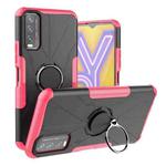 For vivo Y20 Armor Bear Shockproof PC + TPU Protective Case with Ring Holder(Rose Red)