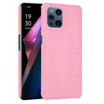 For OPPO Find X3 / X3 Pro Shockproof Crocodile Texture PC + PU Case(Pink)