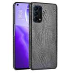 For OPPO Reno5 5G / Find X3 Lite Shockproof Crocodile Texture PC + PU Case(Black)