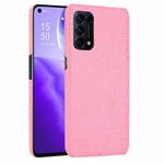 For OPPO Reno5 5G / Find X3 Lite Shockproof Crocodile Texture PC + PU Case(Pink)