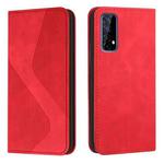 For OPPO Realme 7 Skin Feel Magnetic S-type Solid Color Horizontal Flip Leather Case with Holder & Card Slot & Wallet(Red)