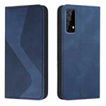 For OPPO Realme 7 Skin Feel Magnetic S-type Solid Color Horizontal Flip Leather Case with Holder & Card Slot & Wallet(Blue)