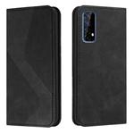 For OPPO Realme 7 Skin Feel Magnetic S-type Solid Color Horizontal Flip Leather Case with Holder & Card Slot & Wallet(Black)