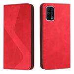 For OPPO Realme 7 5G Skin Feel Magnetic S-type Solid Color Horizontal Flip Leather Case with Holder & Card Slot & Wallet(Red)