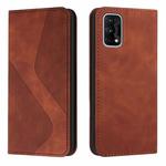 For OPPO Realme 7 5G Skin Feel Magnetic S-type Solid Color Horizontal Flip Leather Case with Holder & Card Slot & Wallet(Brown)