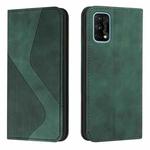 For OPPO Realme 7 5G Skin Feel Magnetic S-type Solid Color Horizontal Flip Leather Case with Holder & Card Slot & Wallet(Green)