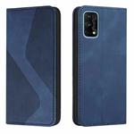 For OPPO Realme 7 5G Skin Feel Magnetic S-type Solid Color Horizontal Flip Leather Case with Holder & Card Slot & Wallet(Blue)
