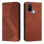 For OPPO Realme 7i Skin Feel Magnetic S-type Solid Color Horizontal Flip Leather Case with Holder & Card Slot & Wallet(Brown)