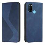 For OPPO Realme 7i Skin Feel Magnetic S-type Solid Color Horizontal Flip Leather Case with Holder & Card Slot & Wallet(Blue)