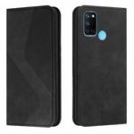 For OPPO Realme 7i Skin Feel Magnetic S-type Solid Color Horizontal Flip Leather Case with Holder & Card Slot & Wallet(Black)