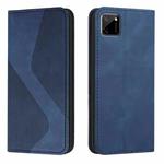 For OPPO Realme C11 Skin Feel Magnetic S-type Solid Color Horizontal Flip Leather Case with Holder & Card Slot & Wallet(Blue)