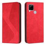 For OPPO Realme C15 Skin Feel Magnetic S-type Solid Color Horizontal Flip Leather Case with Holder & Card Slot & Wallet(Red)