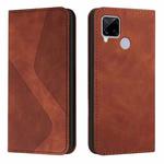 For OPPO Realme C15 Skin Feel Magnetic S-type Solid Color Horizontal Flip Leather Case with Holder & Card Slot & Wallet(Brown)