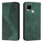 For OPPO Realme C15 Skin Feel Magnetic S-type Solid Color Horizontal Flip Leather Case with Holder & Card Slot & Wallet(Green)