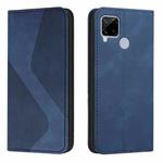 For OPPO Realme C15 Skin Feel Magnetic S-type Solid Color Horizontal Flip Leather Case with Holder & Card Slot & Wallet(Blue)