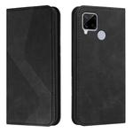 For OPPO Realme C15 Skin Feel Magnetic S-type Solid Color Horizontal Flip Leather Case with Holder & Card Slot & Wallet(Black)