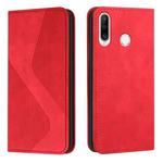 For Huawei P30 lite Skin Feel Magnetic S-type Solid Color Horizontal Flip Leather Case with Holder & Card Slot & Wallet(Red)
