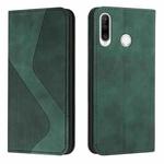 For Huawei P30 lite Skin Feel Magnetic S-type Solid Color Horizontal Flip Leather Case with Holder & Card Slot & Wallet(Green)