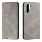 For Huawei P30 Pro Skin Feel Magnetic S-type Solid Color Horizontal Flip Leather Case with Holder & Card Slot & Wallet(Grey)
