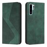 For Huawei P30 Pro Skin Feel Magnetic S-type Solid Color Horizontal Flip Leather Case with Holder & Card Slot & Wallet(Green)