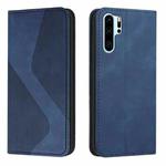 For Huawei P30 Pro Skin Feel Magnetic S-type Solid Color Horizontal Flip Leather Case with Holder & Card Slot & Wallet(Blue)