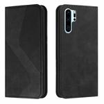 For Huawei P30 Pro Skin Feel Magnetic S-type Solid Color Horizontal Flip Leather Case with Holder & Card Slot & Wallet(Black)