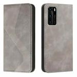 For Huawei P40 Skin Feel Magnetic S-type Solid Color Horizontal Flip Leather Case with Holder & Card Slot & Wallet(Grey)