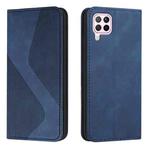 For Huawei P40 lite Skin Feel Magnetic S-type Solid Color Horizontal Flip Leather Case with Holder & Card Slot & Wallet(Blue)