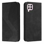 For Huawei P40 lite Skin Feel Magnetic S-type Solid Color Horizontal Flip Leather Case with Holder & Card Slot & Wallet(Black)