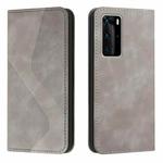 For Huawei P40 Pro Skin Feel Magnetic S-type Solid Color Horizontal Flip Leather Case with Holder & Card Slot & Wallet(Grey)