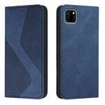 For Huawei Y5p Skin Feel Magnetic S-type Solid Color Horizontal Flip Leather Case with Holder & Card Slot & Wallet(Blue)