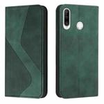 For Huawei Y6p Skin Feel Magnetic S-type Solid Color Horizontal Flip Leather Case with Holder & Card Slot & Wallet(Green)