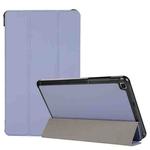 For Samsung Galaxy Tab A7 Lite 8.4 T220/225 3-folding Skin Texture Horizontal Flip TPU + PU Leather Case with Holder(Lavender Grey)
