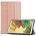 For Samsung Galaxy Tab A7 Lite T220 / T225 Custer Pattern Pure Color TPU Smart Tablet Holster with Sleep Function & 3-Fold Holder(Rose Gold)