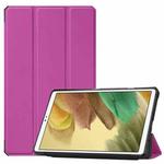 For Samsung Galaxy Tab A7 Lite T220 / T225 Custer Pattern Pure Color TPU Smart Tablet Holster with Sleep Function & 3-Fold Holder(Purple)