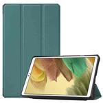 For Samsung Galaxy Tab A7 Lite T220 / T225 Custer Pattern Pure Color TPU Smart Tablet Holster with Sleep Function & 3-Fold Holder(Dark Green)