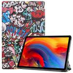 For Lenovo Pad Plus 11 2021 Colored Drawing Pattern Horizontal Flip Leather Case with Sleep Function & Three-folding Holder(Graffiti)