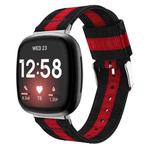 For Fitbit Versa 3 Nylon Watch Band(Red Black)