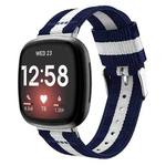 For Fitbit Versa 3 Nylon Watch Band(White Blue)