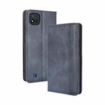 For OPPO Realme C11 2021 / Realme C20 / Realme C20a Magnetic Buckle Retro Crazy Horse Texture Horizontal Flip Leather Case with Holder & Card Slots & Photo Frame(Blue)