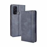 For OPPO Reno5 A Magnetic Buckle Retro Crazy Horse Texture Horizontal Flip Leather Case with Holder & Card Slots & Photo Frame(Blue)