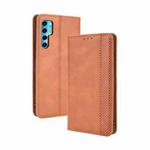For TCL 20 Pro 5G Magnetic Buckle Retro Crazy Horse Texture Horizontal Flip Leather Case with Holder & Card Slots & Photo Frame(Brown)