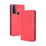 For TCL 20 SE Magnetic Buckle Retro Crazy Horse Texture Horizontal Flip Leather Case with Holder & Card Slots & Photo Frame(Red)