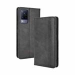 For vivo V21 5G / 4G Magnetic Buckle Retro Crazy Horse Texture Horizontal Flip Leather Case with Holder & Card Slots & Photo Frame(Black)