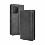 For ASUS Zenfone 8 / ZS590KS Magnetic Buckle Retro Crazy Horse Texture Horizontal Flip Leather Case with Holder & Card Slots & Photo Frame(Black)