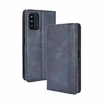 For Samsung Galaxy F52 5G Magnetic Buckle Retro Crazy Horse Texture Horizontal Flip Leather Case with Holder & Card Slots & Photo Frame(Blue)
