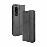 For Sony Xperia 5 III Magnetic Buckle Retro Crazy Horse Texture Horizontal Flip Leather Case with Holder & Card Slots & Photo Frame(Black)